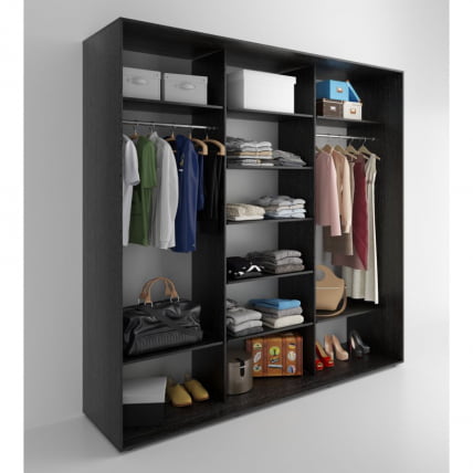 Шкаф-купе 3-х дверный Акцент-Сим Д 2400х600 Венге_1