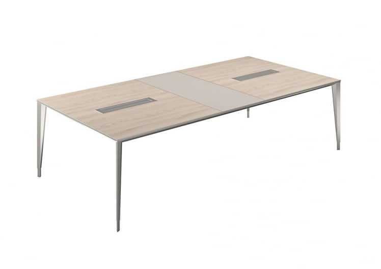 Конференц-стол (домино поперек) Atlas NZ-0108.YN.GS.AL Ясень Наварра Серый камень Алюминий_0