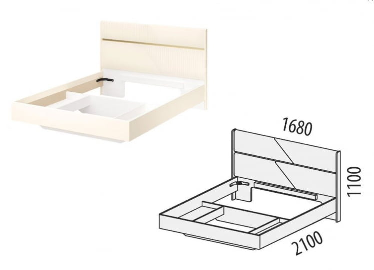 Кровать Монако 903.01 Белый шпон/Даллайс Айвори_3