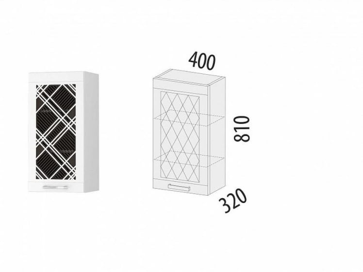 Шкаф кухонный с решеткой (лев/прав) Бьянка 102.23_1