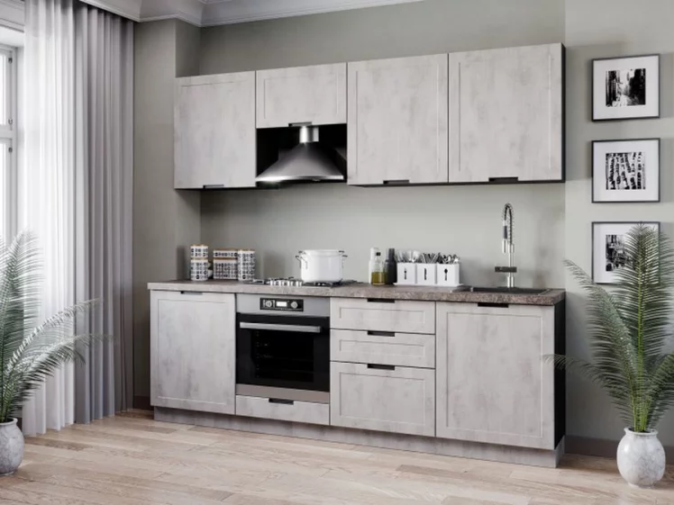 Тумба кухонная 800 с 2 ящиками ЛЮКС (4) Джамис ЛД 296.920.000.081 Черный Белый камень_2