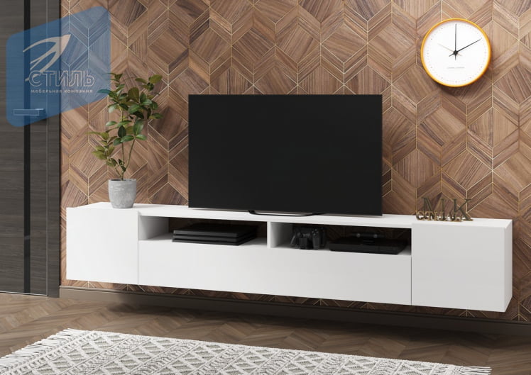 Тумба под ТВ Соло-16 TV Белый/Белый глянец_0