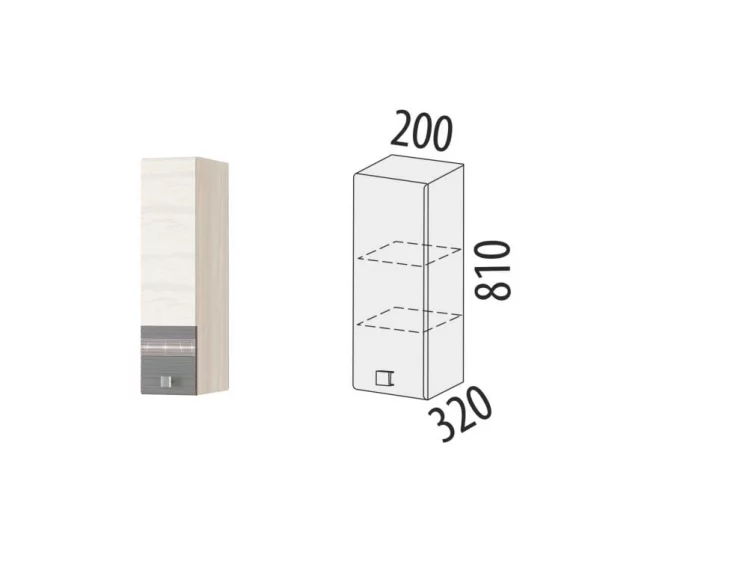 Шкаф кухонный (лев/прав) Графит 74.19 Сосна Астрид /Ваниль/Графит_1