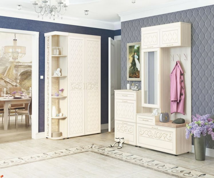 Панель с крючками и зеркалом (лев/прав) Тиффани 47.07.1 Сосна Астрид Мелинга Игуана Бежевый_7