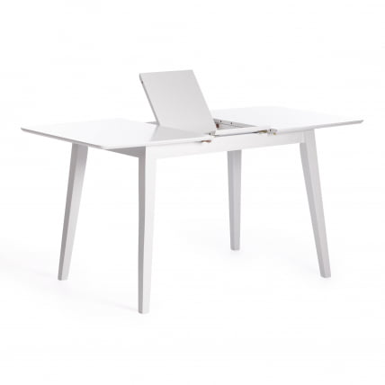 Стол обеденный раскладной Retro дерево гевея, МДФ, 110+30 x 75 x 75см, Белый (White)_5