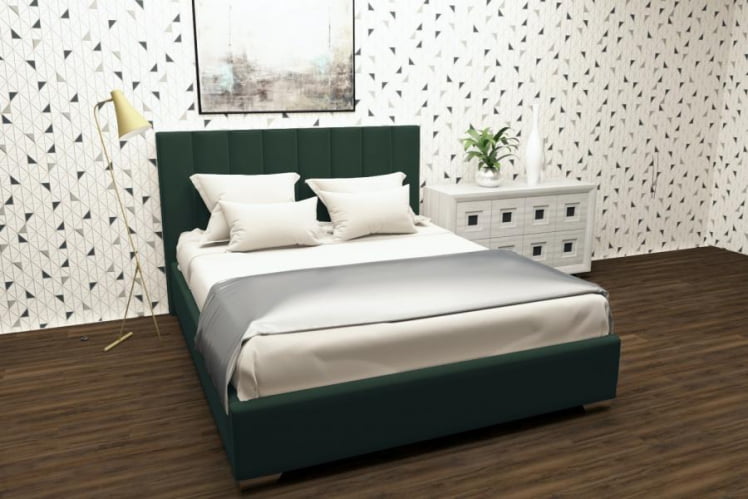 Мягкая интерьерная кровать Терра без основания Материал фасада: Металл/Велюр; Спальное место: 800х2000 мм; Цвет: Зеленый_0