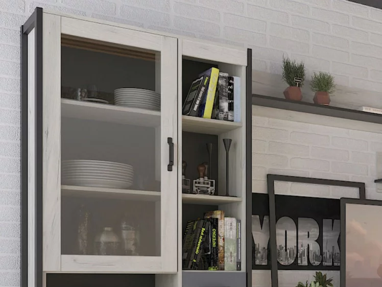 Гостиная Техно №1 Дуб Крафт белый/Серый шифер_3