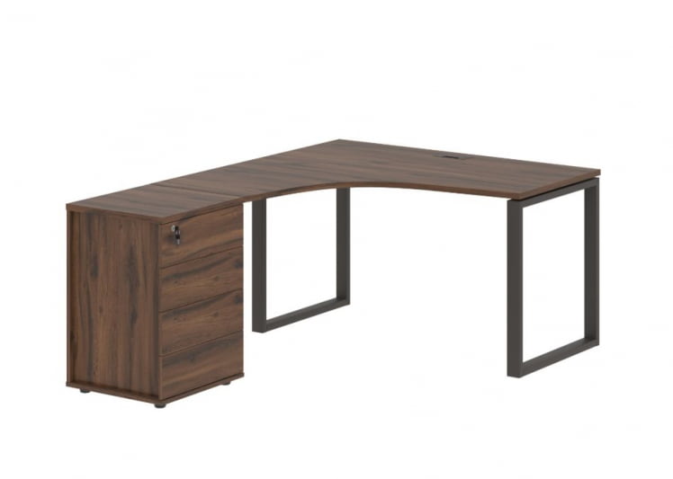 Стол эргономичный с тумбой левый EDIS EQCET 1318 L Дуб Денвер темный Мокко_0