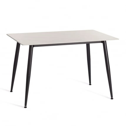 Стол обеденный Austen/Остин столешница керамика (матовая) /опоры металл, белый/черный, 120х80х75см_0