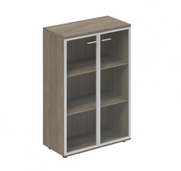 Шкаф средний со стеклом, задняя стенка ХДФ Wing WN.801.OD.AL Дуб темный_0