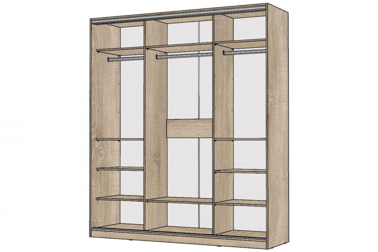Шкаф-купе 3-х дверный Виктория 1800х584х2300, Дуб сонома светлый 18ДЛЛЛДЗЗЗДЛЛЛ-ППШШ-Дсс 310-2182_1
