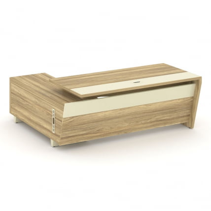 Стол руководителя с опорной тумбой, правый Corner COR.SRT-20(R) Гикори Песочный Ваниль_0