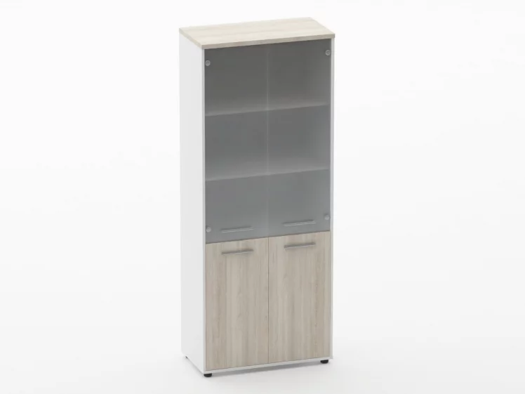 Шкаф 4 широкий верх стеклянные двери, низ закрытый Deka 10.19.171 Туя/Белый_0