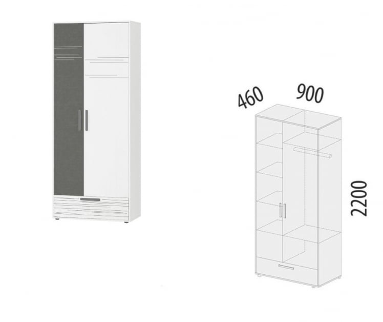 Шкаф для одежды с полками и штангой (лев/прав) Аляска 502.01_7