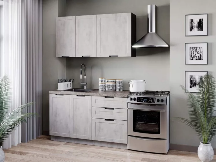 Тумба кухонная 800 с 3 ящиками (4) Джамис ЛД 296.160.000.053 Черный Белый камень_2