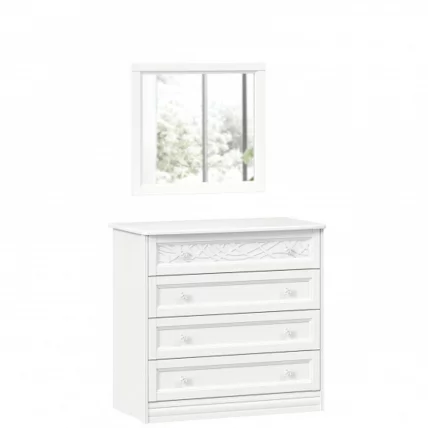 Комод с 4 ящиками с зеркалом Джулия Белый_0