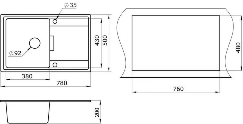 Кухонная мойка GRANULA 7804 Пирит_1