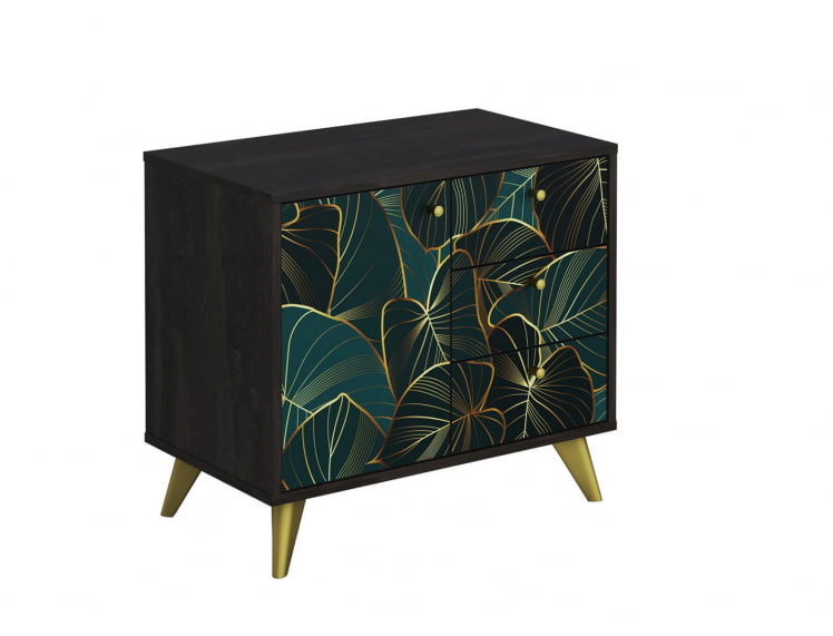 Комод Фьюжн КМ-002 АРТ Угольный камень/TROPICAL_0