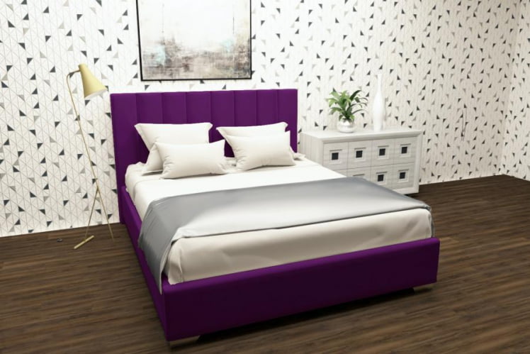 Мягкая интерьерная кровать Терра с подъемным механизмом Цвет фасада: Фуксия; Материал фасада: Металл/Велюр; Спальное место: 1800х2000 мм_0