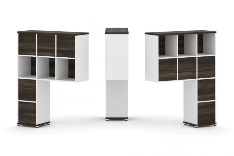 Надставка на стол высокая двухсторонняя + задняя стенка (8 шт.) + блок с 2-мя ящиками (2 шт.) CONCEPT CN.DNV-006 Дуб Мали Белый бриллиант Белый металл_0