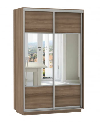 Шкаф-купе двухдверный Экспресс Дуо Комби 1400х2200h Ясень шимо тёмный_0