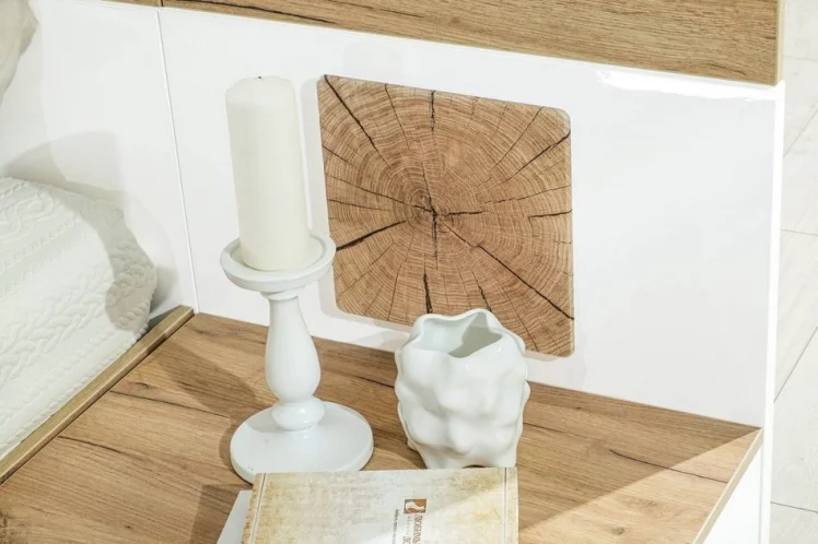 Тумба прикроватная с декоративным щитом Фиджи 014 Дуб Золотой Белый_6