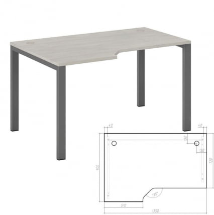 Стол эргономичный левый на металлоопорах New Line NLN36322424 Дуб шамони светлый_1