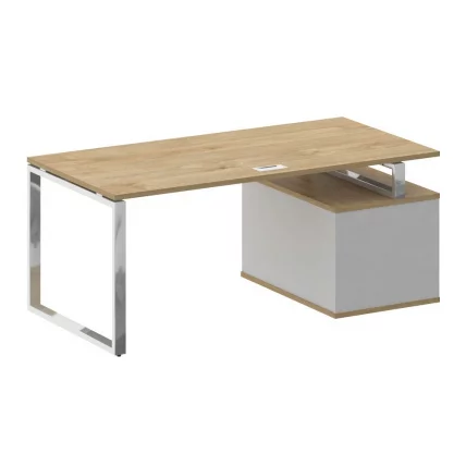 Стол руководителя с опорной тумбой , левый SHIFT SK.SRT-180 (L) Тиквуд Светлый/Белый Бриллиант_1