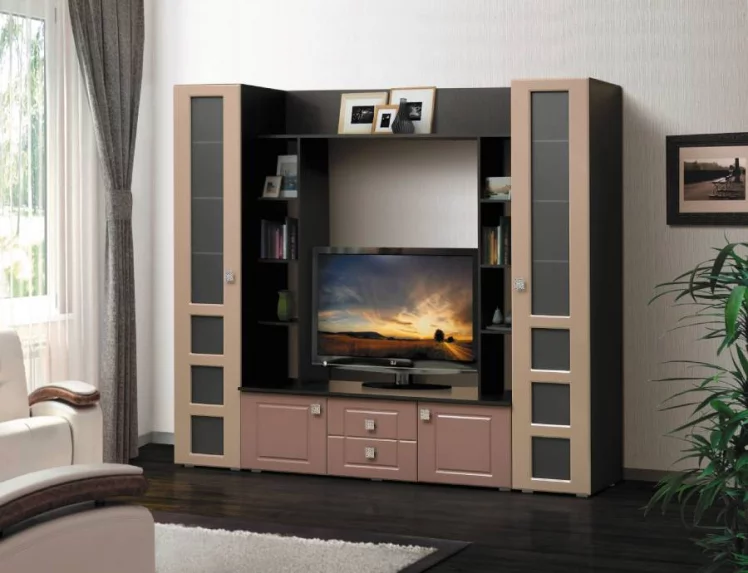 Набор мебели для гостиной Грация 7 МДФ глянец Венге/Белый/Черный_0