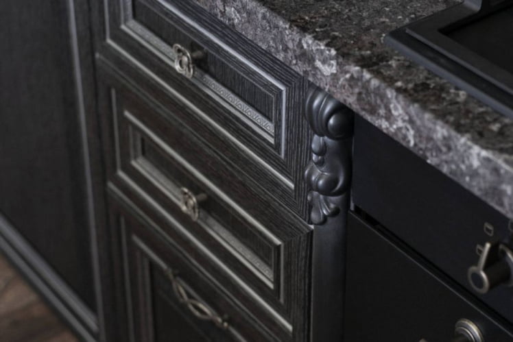 Кухонный гарнитур угловой Италия №07 Черный Дуб темный_11