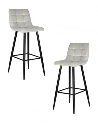 Стул барный ДОБРИН НИCОЛЕ (черные матовые ножки, светло-серый велюр (108-52)) 2 шт / DOBRIN NICOLE_0
