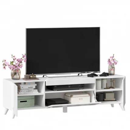 Тумба под ТВ Бруклин 1600 с опорами Белый глянец_3