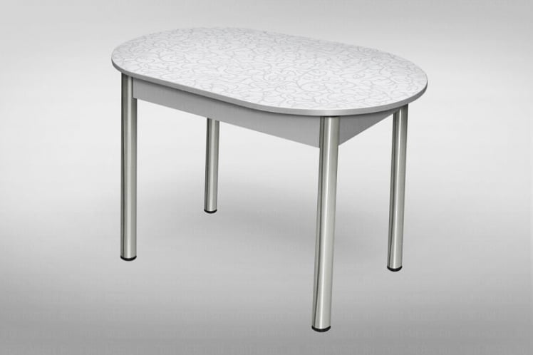 Стол обеденный Овальный ХРОМ 1кат 4030 ЛДСП белый_0