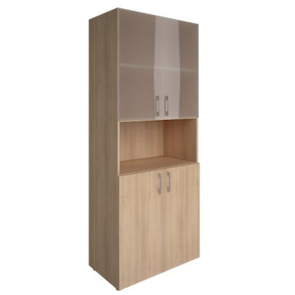 Шкаф книжный со стеклом без топа ЙАЛТА ЛТ-СТ 1.4	 Снежная Платина / YALTA LT-ST_0