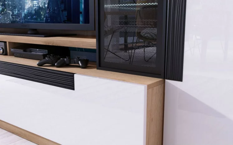 Шкаф с витриной Кёльн ЛД.674.020.000 Дуб Золотой/Белый_4