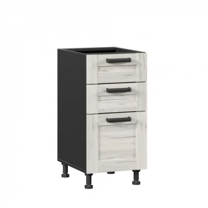 Тумба кухонная 400 с 3 ящиками (4) Винченца ЛД 234.110.000.055 Черный Дуб Крафт белый_0