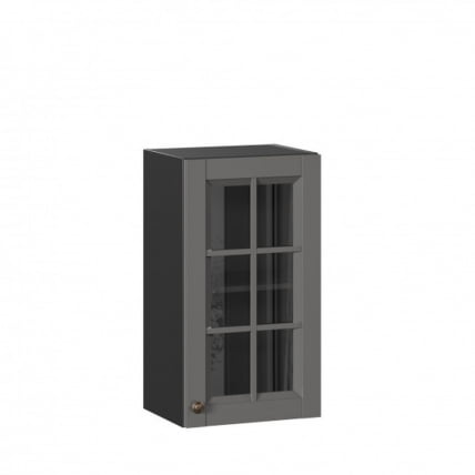 Шкаф кухонный 400 со стеклом Амели-3 ЛД 299.320.000.026 Черный Оникс серый_0