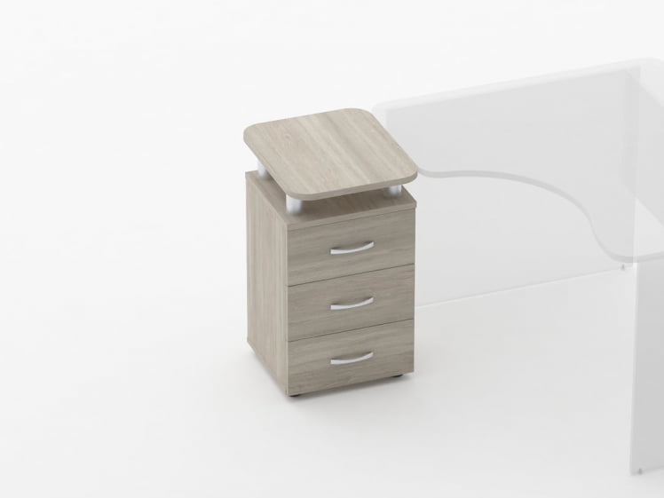 Тумба приставная на 3 ящика с проставками Glassy 3.10.17 Дуб сантана светлый_0