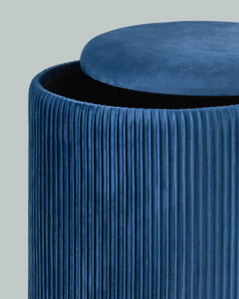 Пуф Шарлотта с ящиком велюр Синий_3