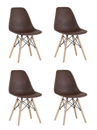 Стул Eames Style DSW коричневый 4 шт. комплект (разборный каркас)_0