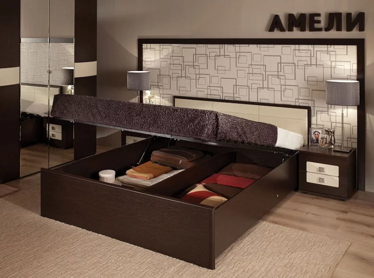 Кровать с подъемным механизмом АМЕЛИ-1 1800 венге_1