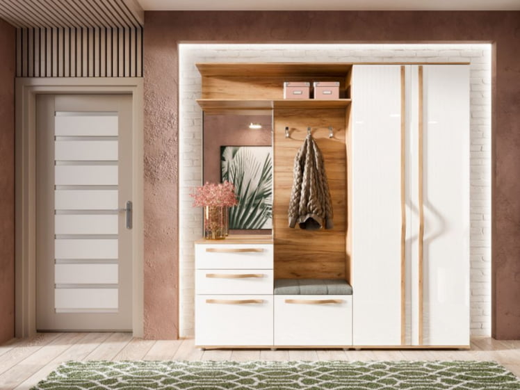 Прихожая Марта-2 №02 Дуб золотой Белый глянец_0