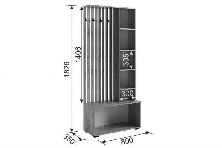 Прихожая Бери MPR-021 Дуб крафт золотой/белое дерево_3