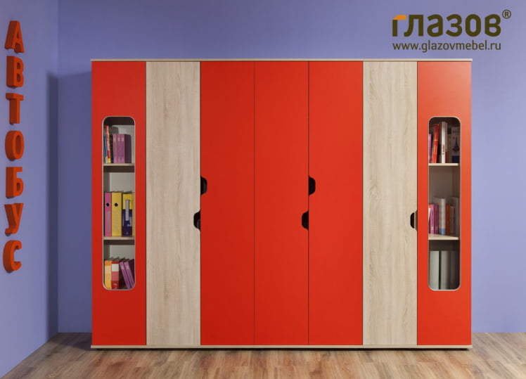 Мебель для детской Автобус композиция 3 Дуб Сонома/Красный_2