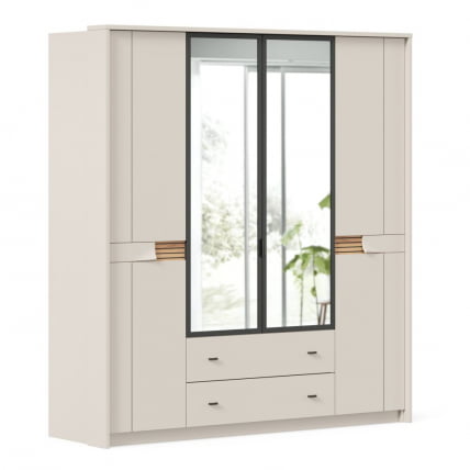 Шкаф четырехстворчатый с зеркальными дверями Нильс ЛД 423.060.000 Кашемир/Дуб Тортуга_0