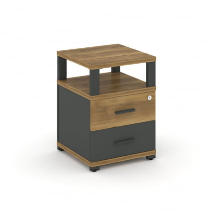 Тумба приставная с 2-мя ящиками и надставкой CONCEPT CN.TUP-002 B/W Сандал Янтарный Антрацит_0