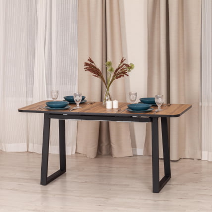 Стол MALTIDO ЛДСП/HPL/металл, 130 х 75+30 х 75 см, Агат серый/черный_11