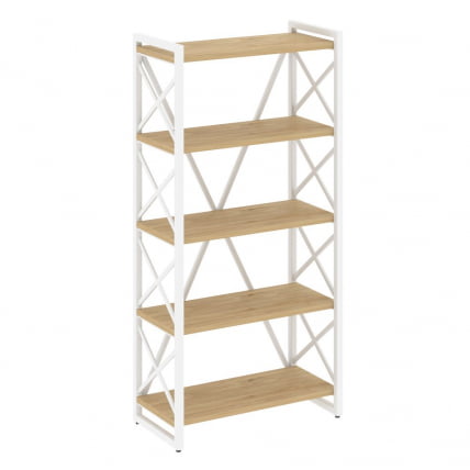 Стеллаж на регулируемых опорах - 5 полок LOFT VR.L-MST.O-5.8 Металл белый Тиквуд светлый_0