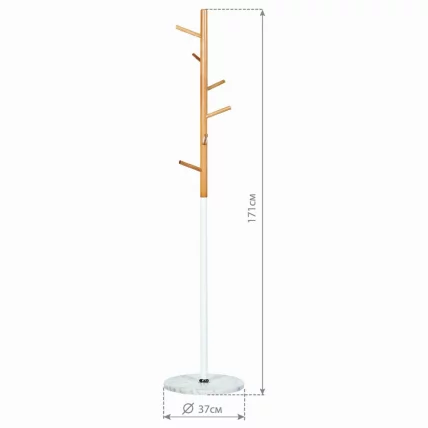 Вешалка-стойка BRABIX CR-1906 на мраморном диске Белый_2