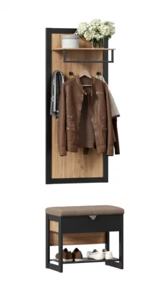 Вешалка с банкеткой Техно ЛД 02 Дуб Золотой Черный_2